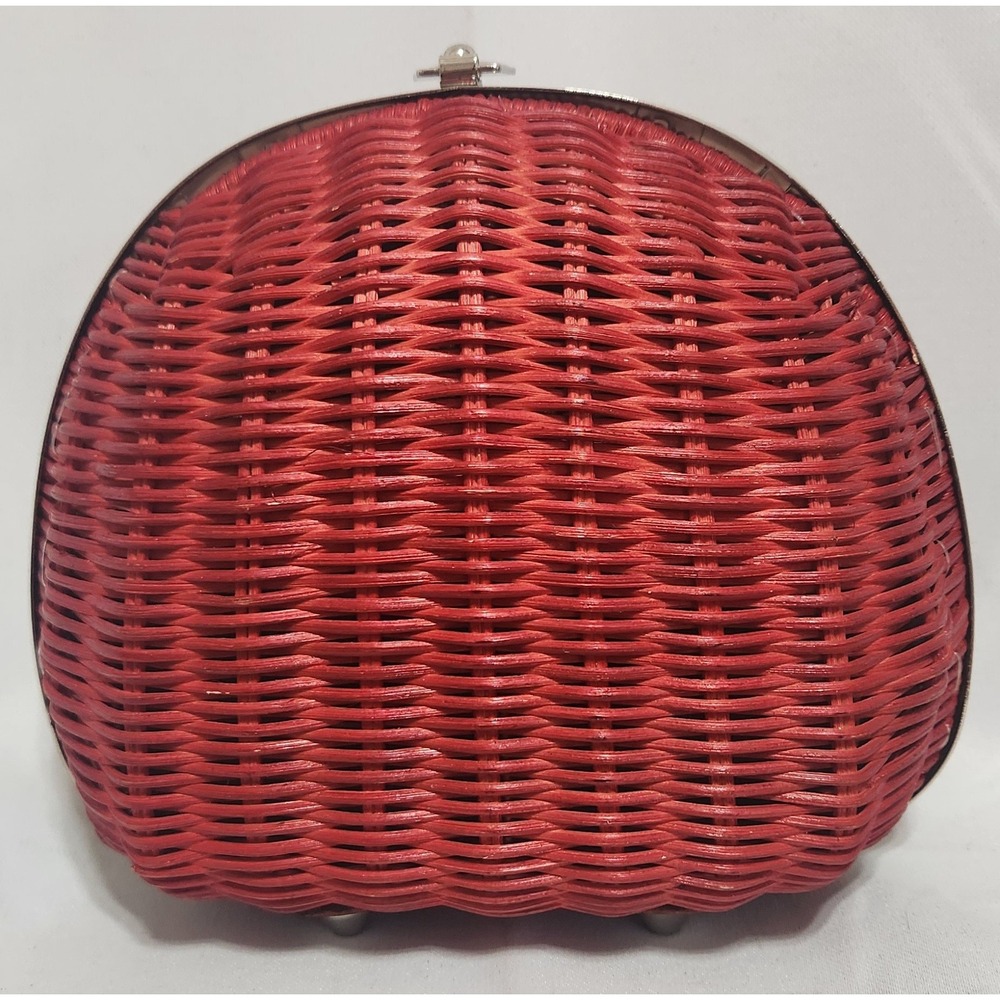 Patricia Nash Melfi Clam Wicker‎ Crossbody Papaya Red 1 Chain Connect Replaced